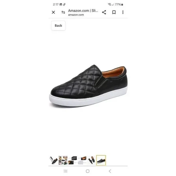 New Sz 8 Vocntvy Black Loafers Comfortable Casual Quilted Leather Slip On Shoes - Picture 6 of 12